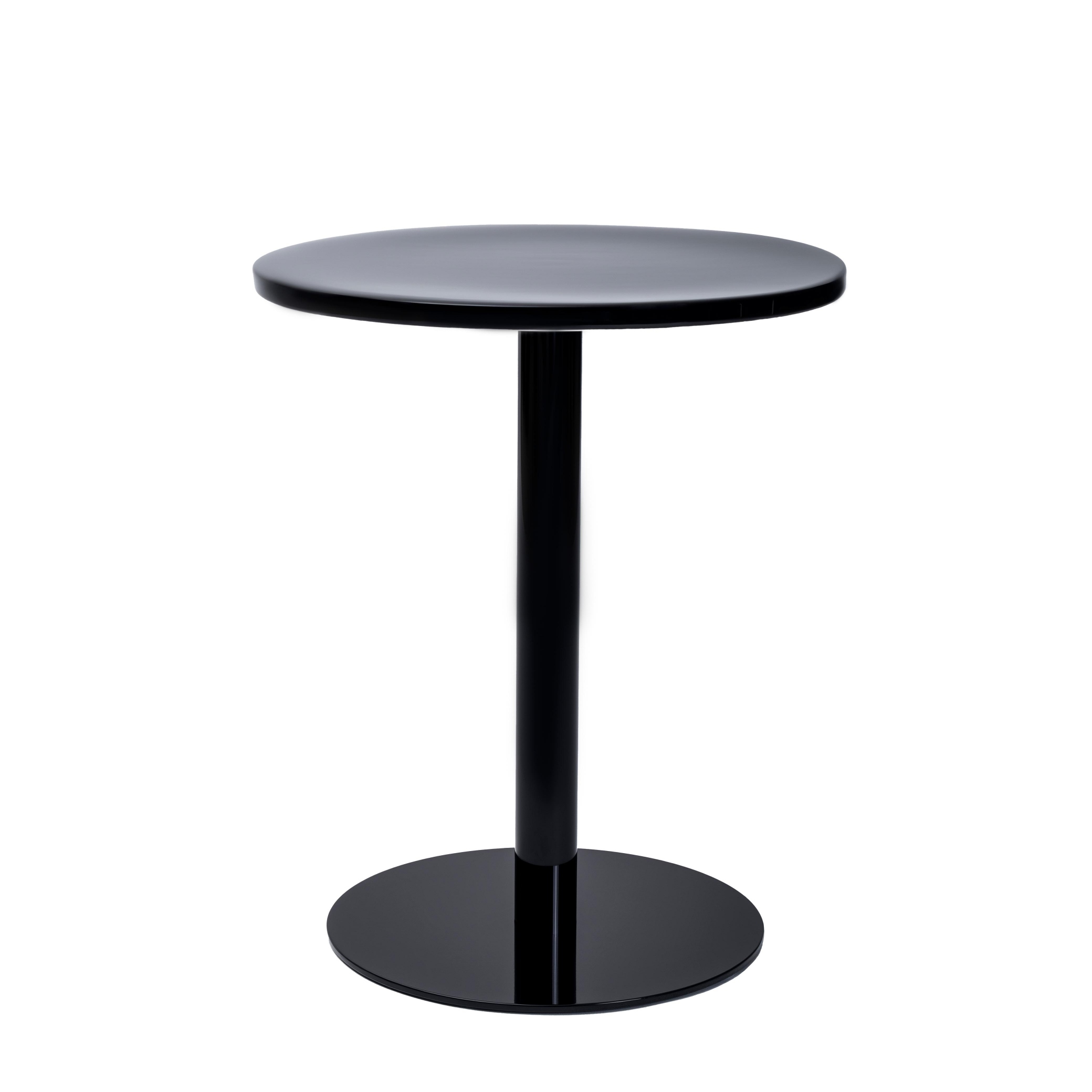 Sort rundt keramisk sidebord med piedestal