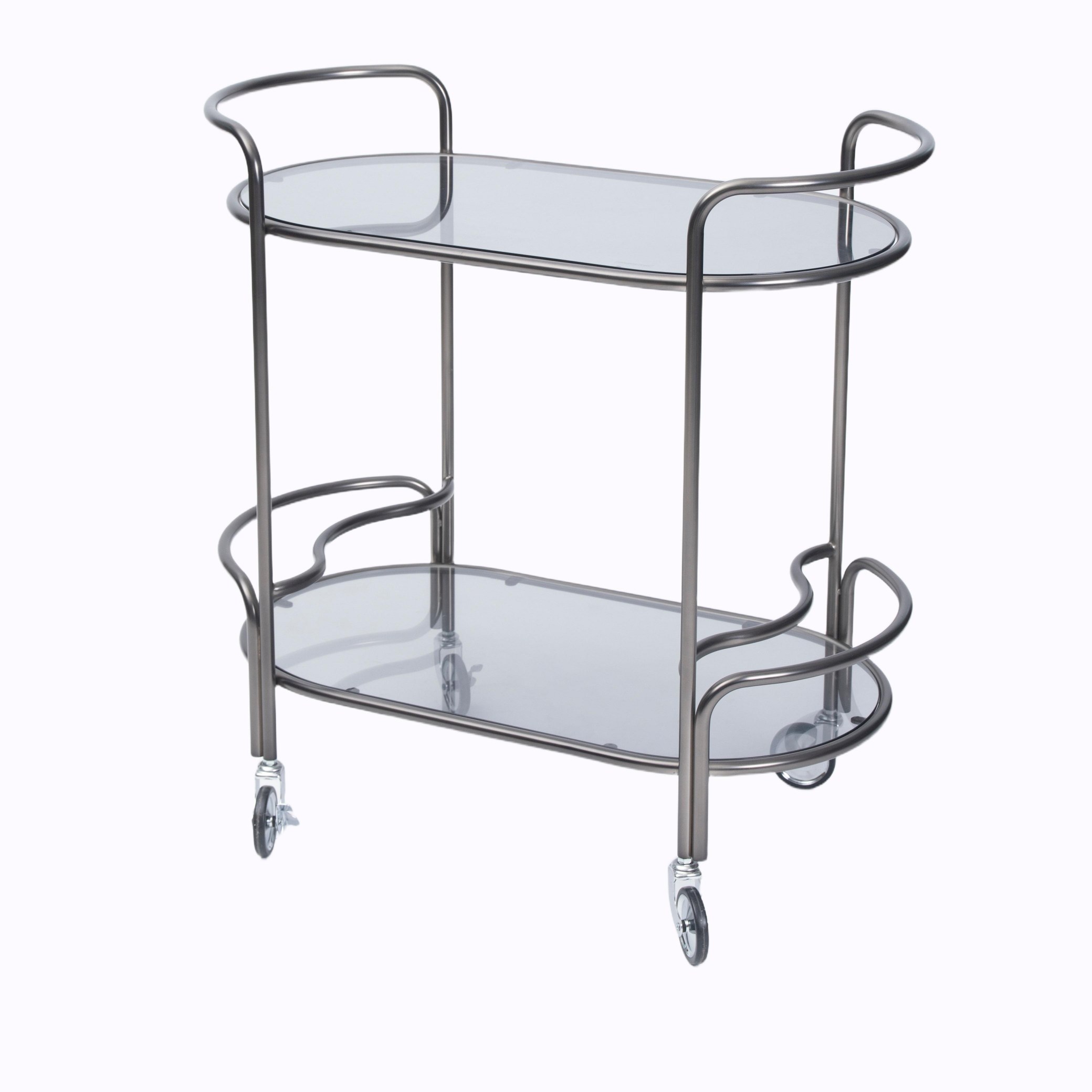 Moderne metalbarvogn med glashylder