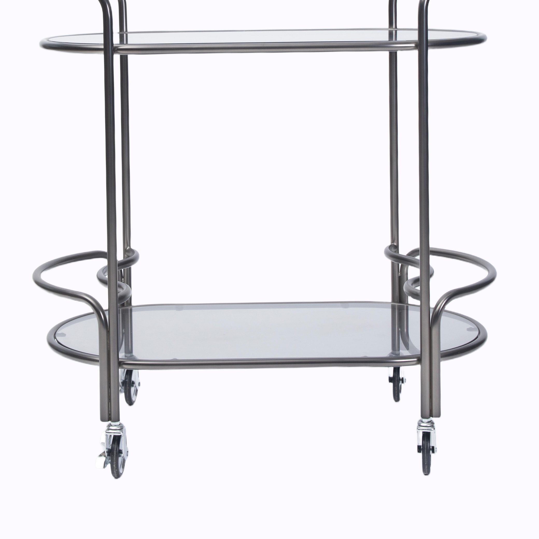 Moderne metalbarvogn med glashylder