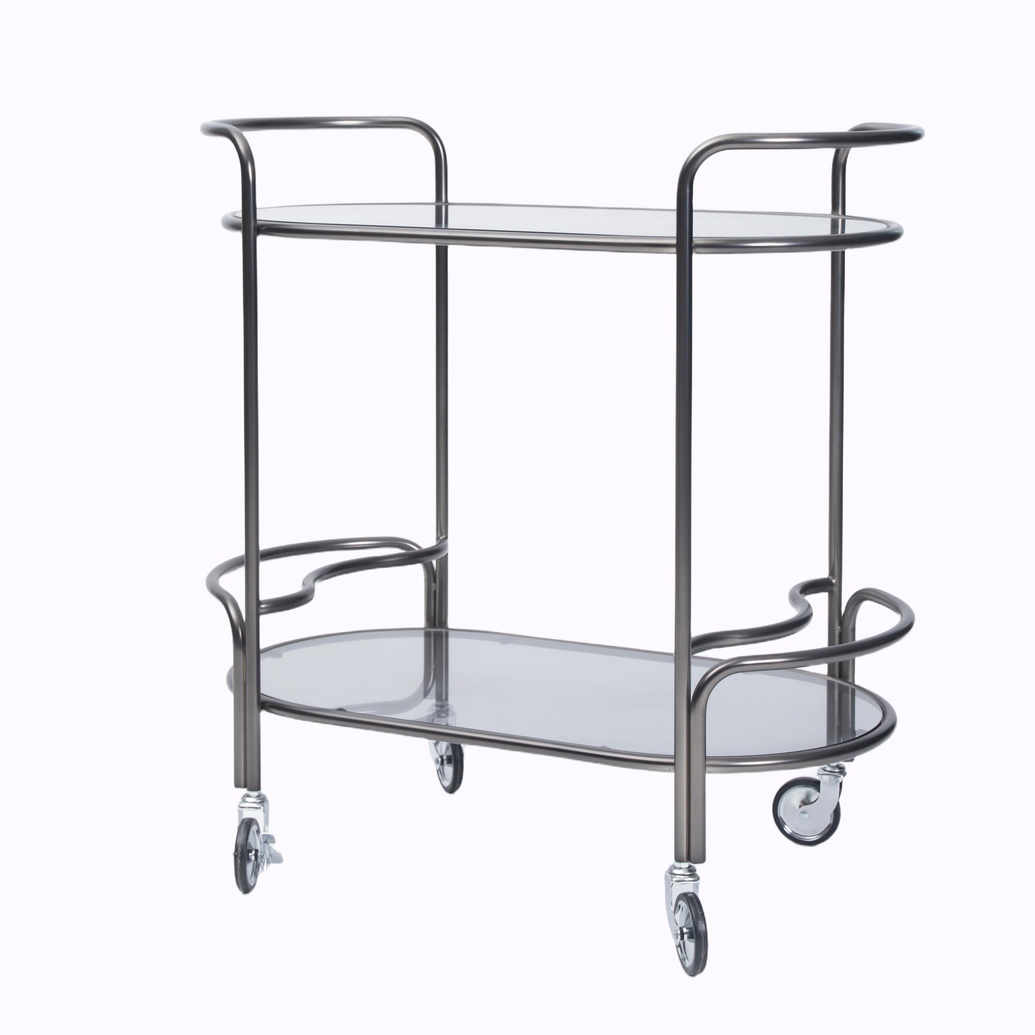 Moderne metalbarvogn med glashylder