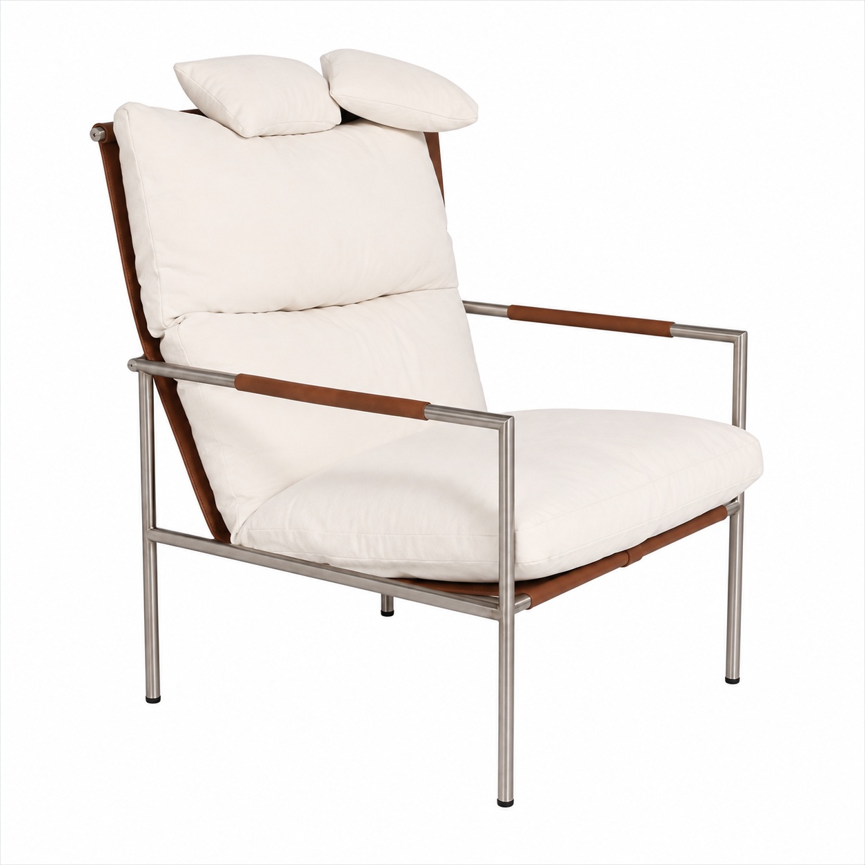 Modern Leather & Metal Lounge Chair